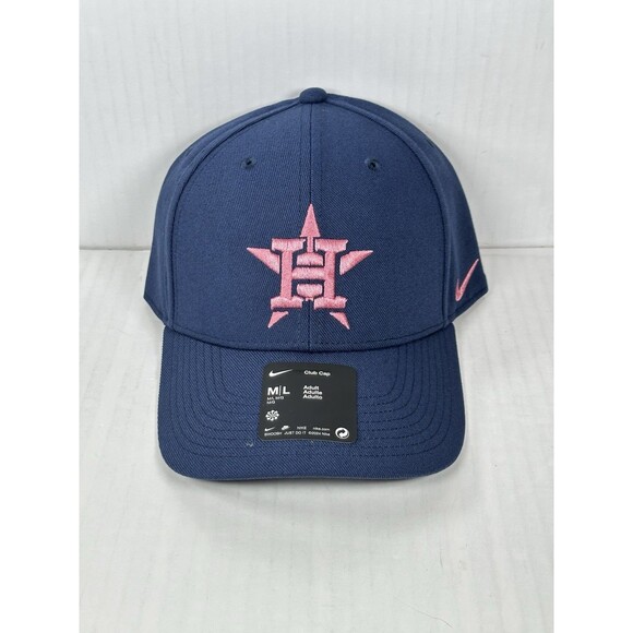 Size M/L Houston Astros Nike Club Dri-Fit Adjustable Hat Cap Navy Pink NWT - Picture 1 of 5